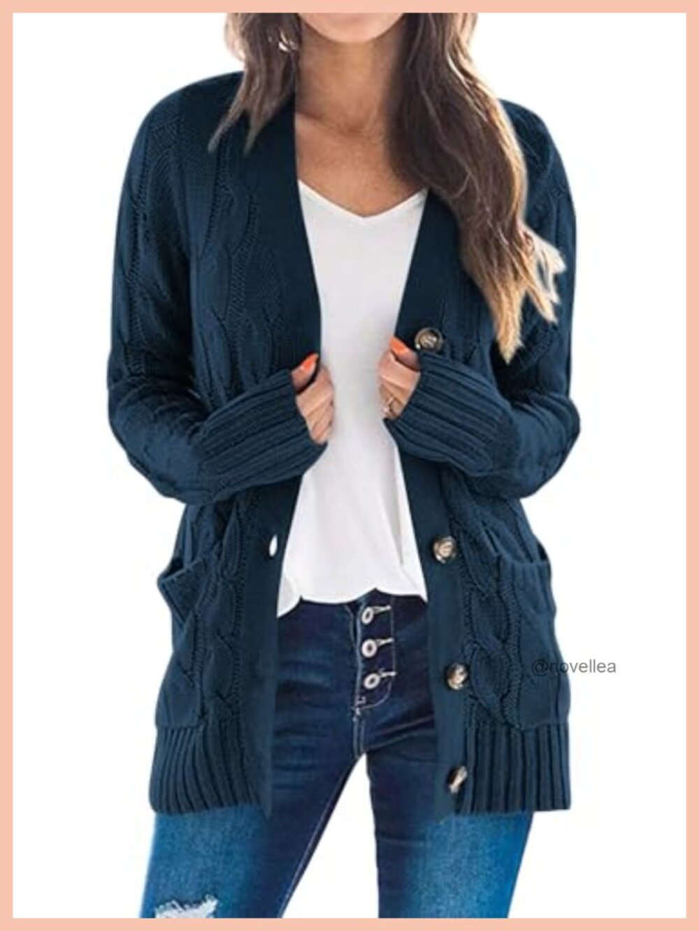 Chunky Cable Knit Cardigan Button Down Sweater